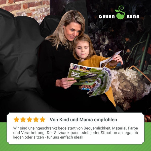 Green Bean Indoor Sitzsack XXL 140x180cm 380 Liter Kinder & Erwachsene Bean Bag EPS Perlen Füllung Riesensitzsack Groß Liegekissen Sitzkissen - Petrol Schwarz