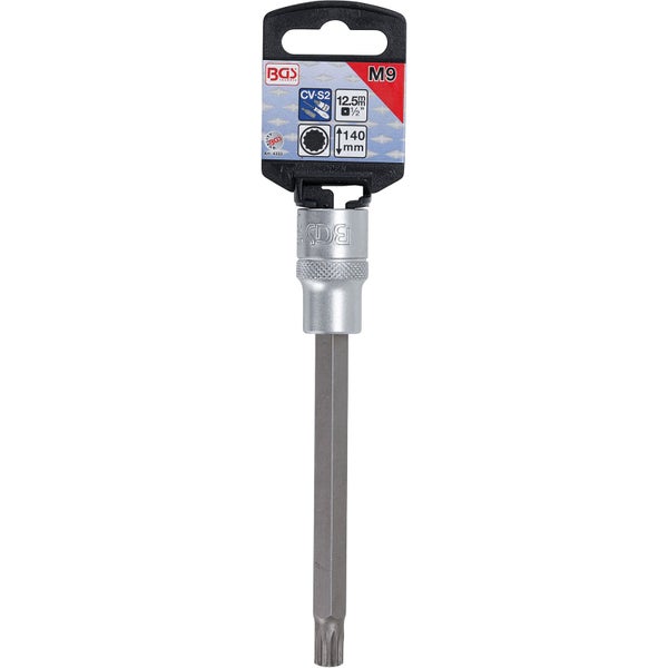 BGS Technic Innenvielzahn-Bit-Einsatz M9 mit 140 mm Länge