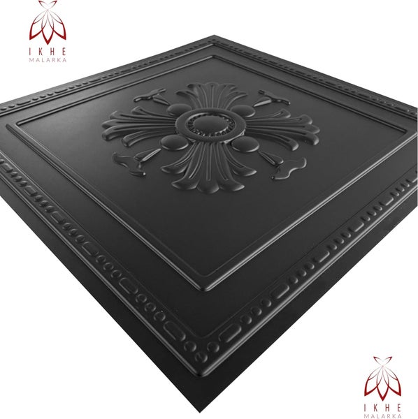 3D Wandpaneel 50x50 cm – PVC Kunststoff in realistischer 3D Optik – Wappen Klassiker Desing D50 Schwarz