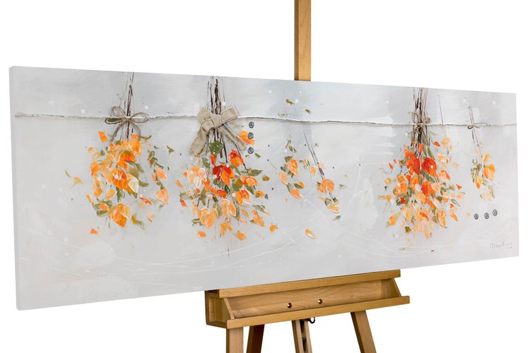 Handgemaltes Gemälde Acrylfarbe 150x50cm Weiß