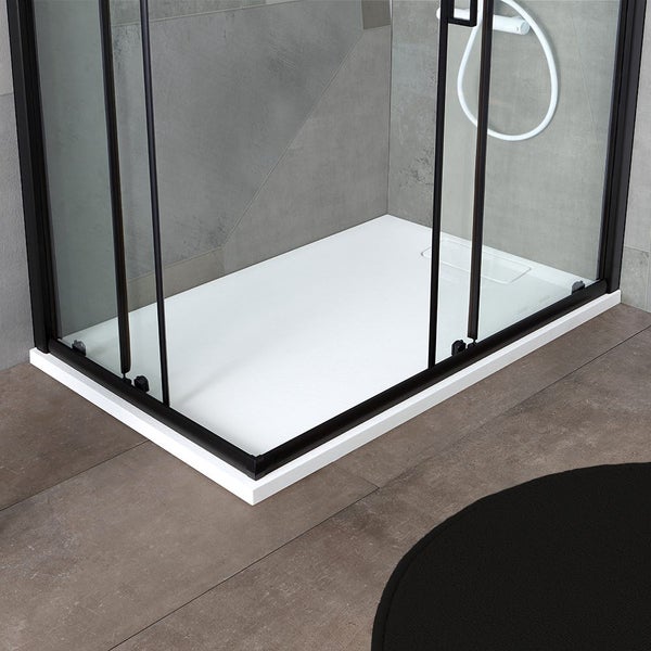 Duschkabine 70x90 cm, Höhe 190 cm, mit schwarzem, mattem Profil und transparentem Glas | City