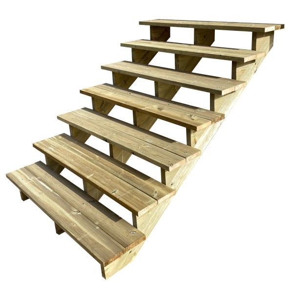 Holztreppe mit sieben Stufen für den Außenbereich