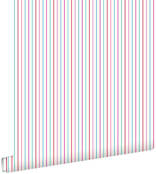 ESTAhome Tapete Streifen Rosa und Türkis - 53 cm x 10.05 m - 137305