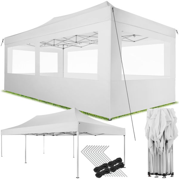 Pavillon tectake Viola inklusive Spannseile, Heringe und Tragetasche mit Aluminiumgestell weiß