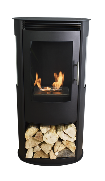 GLOW FIRE Ethanol Kamin 'Göteborg' | Ethanolofen in schwarz mit 6 Std. Brenndauer und 2 KW Heizleistung | HxBxT: 97,8x50x30 cm