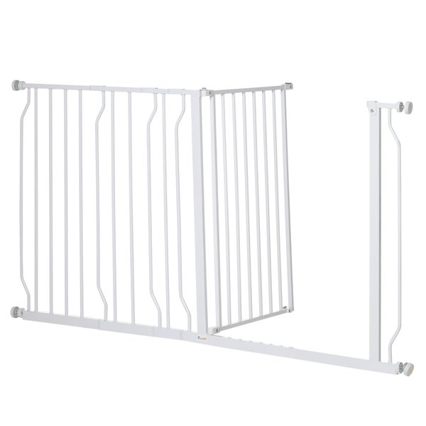 PawHut Schutzgitter, 145L x 3B x 76H cm, Stahl, ABS, Weiß