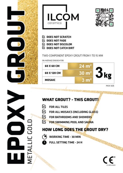 Epoxidharzmörtel zum Füllen von Fugen  - Metallic Gold -  3Kg