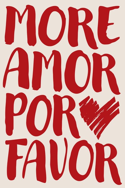 Mehr Liebe bitte Schriftzug mit Herz Symbol