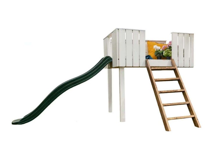 Polhus Alpholz Spielhaus Tom Kinderspielhaus aus Holz, Kinderhaus mit 16 mm Wandstärke Holzhaus Kinder, Naturbelassen 2,2x1,8m