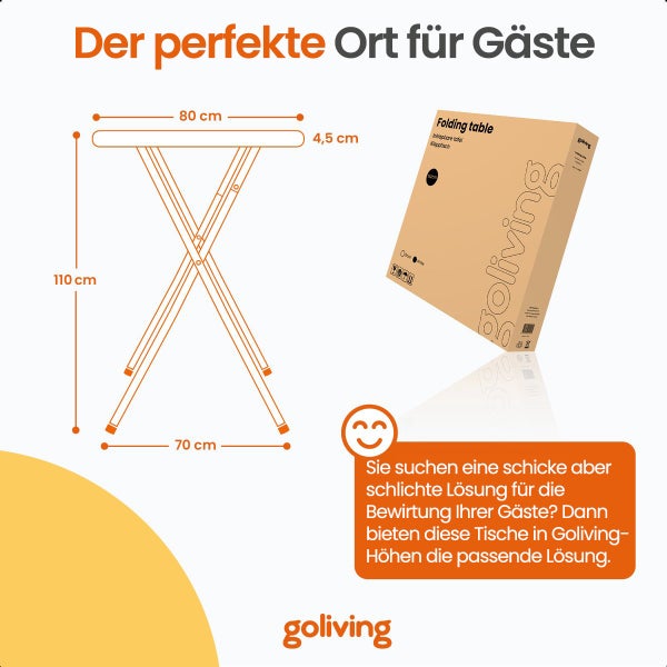 Goliving Bartable - Inklusive Bartable-Hülle - Tischschürze - Zusammenklappbar - Stabiler Partytisch - Für den Innen- und Außenbereich - Belastbarkeit 50 kg - Ø80 x 110 cm - 8,5 kg - Weiß