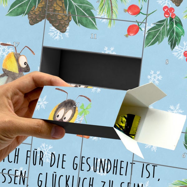 Mr. & Mrs. Panda Befüllbarer Adventskalender Hummeln Kleeblatt - Blau Pastell