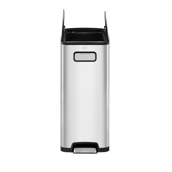 PROREGAL Modern Designter Treteimer Zur Abfallscheidung Aus Gebürstetem Edelstahl 30 Liter HxBxT 64,6 x 25,5 x 44,8 cm Edelstahl