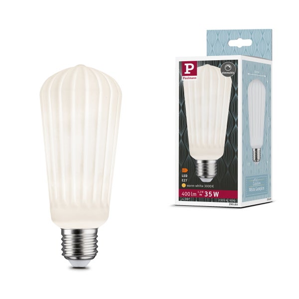 White Lampion Filament 230V LED Kolben ST64 E27 400lm 4,3W 3000K dimmbar Weiß