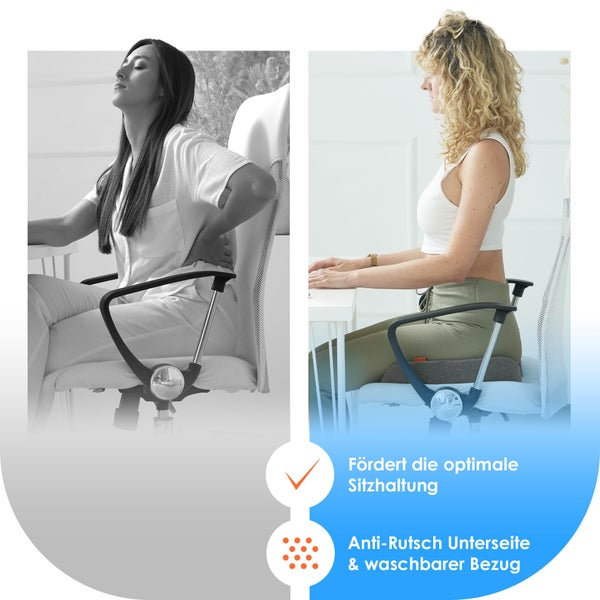 DYNMC You Ergonomisches Sitzkissen Bürostuhl - Mittelhart H3 - Test SEHR GUT - [MIT PHYSIOTHERAPEUTEN ENTWICKELT] - Sitzkissen Stuhl Entlastet Rücken & Erhöht Sitzkomfort