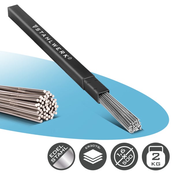 Stahlwerk Edelstahl-Schweißstäbe ER307Si, 1,6 mal 500 Millimeter, 2 Kilogramm.