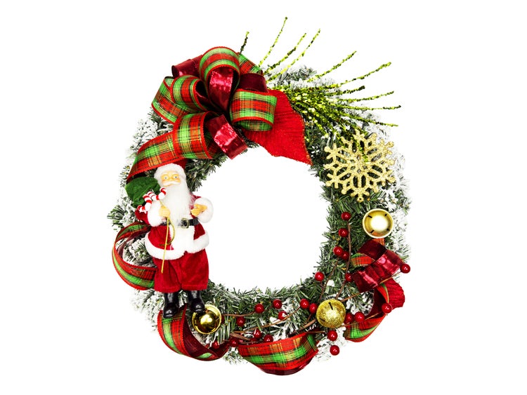 Weihnachtskranz künstlich dekoriert grün Kranz SANTA 45 cm für Tisch und hängen
