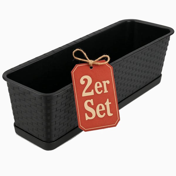 Blumenkasten im 2er Set mit Flechtmuster