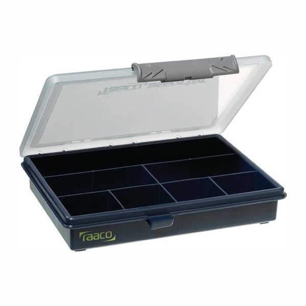 raaco Sortimentskasten B 175 x T 143 x H 32 mm 7 Fächer transparent / dunkelblau - 136136
