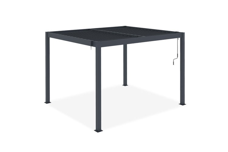Freistehende Pergola aus Aluminium mit verstellbarem Lamellendach und Handkurbel