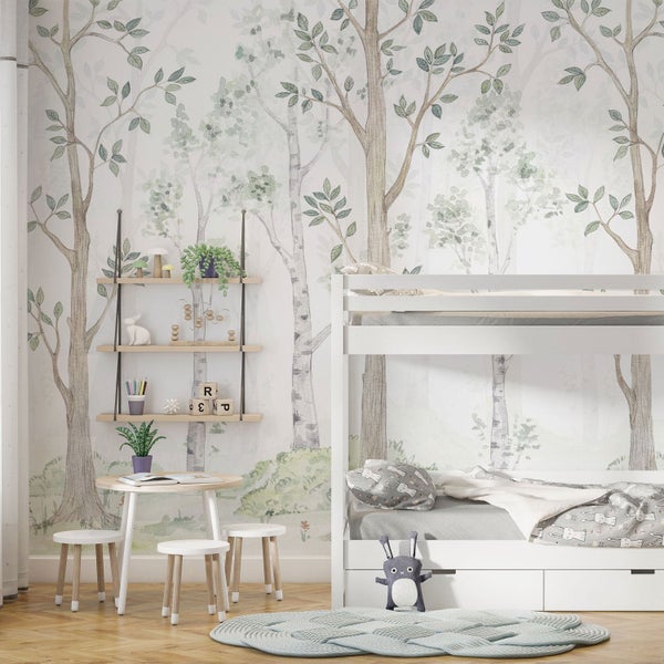 Kindertapete Birken­wald Aquarell 150 x 280 cm