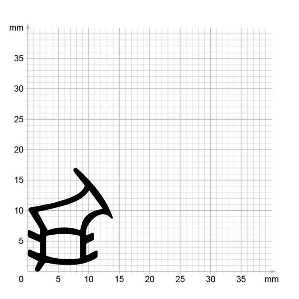 Skizze eines Dichtungsprofils auf Millimeterraster