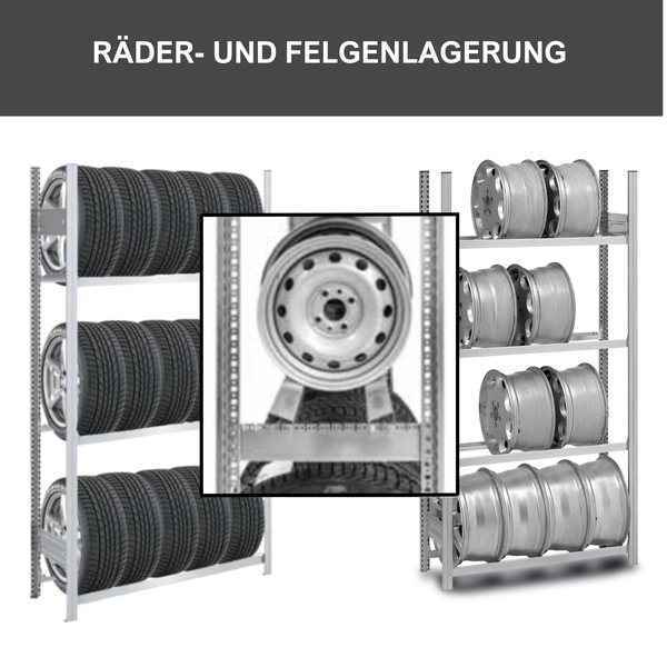 PROREGAL Reifenregal Tire Pro Made In Germany HxBxT 200 x 300 x 43 cm 3 Ebenen 150 kg Fachlast Bis Zu 15 Reifen Pro Ebene Verzinkt