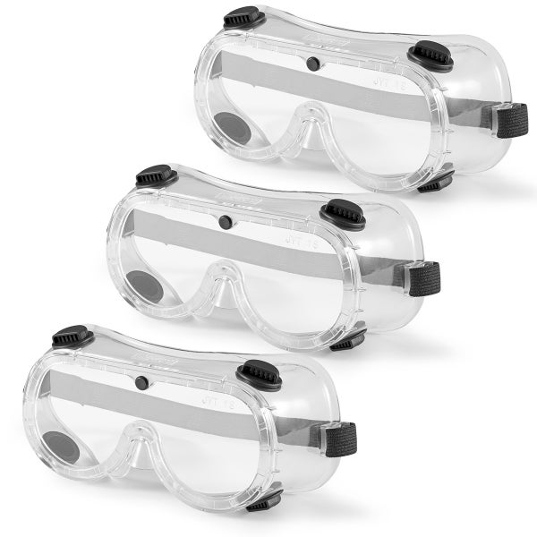 STAHLWERK Schutzbrille Korbbrille Überbrille mit flexiblem Halteband 3er Set