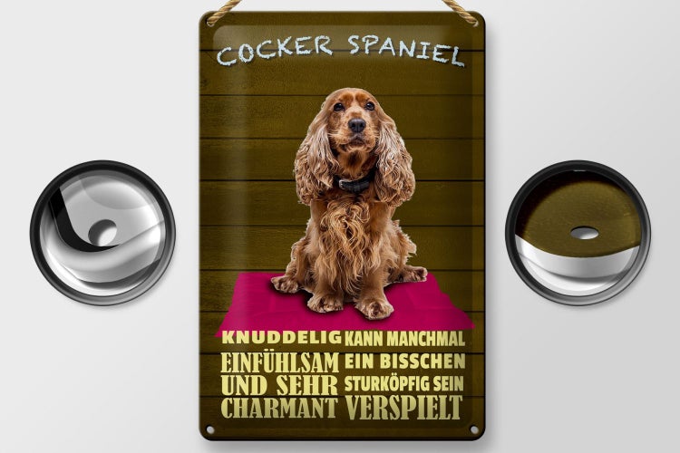 Blechschild Spruch 20x30cm Cocker Spaniel Hund knuddelig