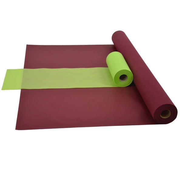 Sensalux Kombi-Set 1 Tischdeckenrolle 1m x 25m bordeaux + Tischläufer 30cm apfelgrün