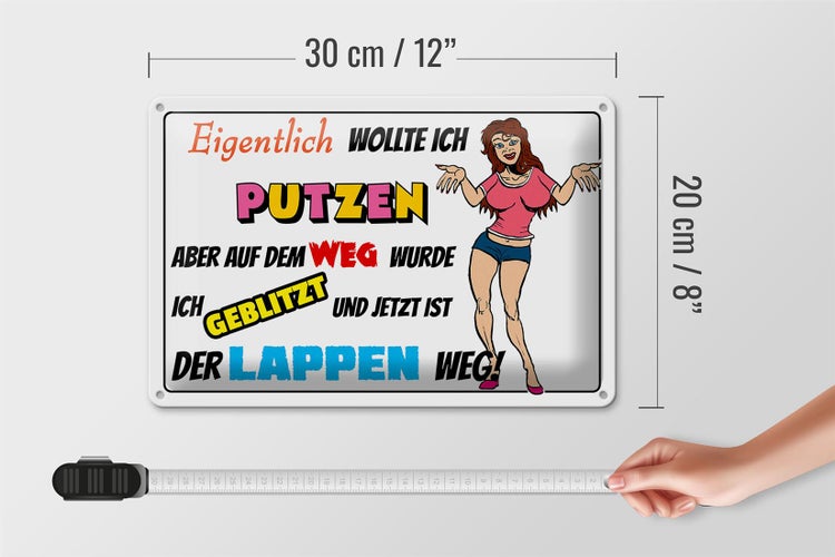Blechschild Spruch 30x20cm eigentlich wollte ich putzen