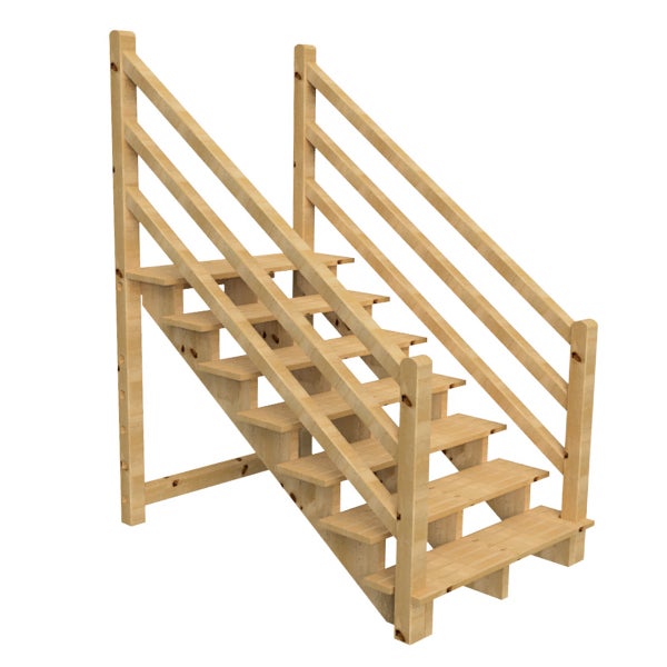 Holztreppe mit Geländer