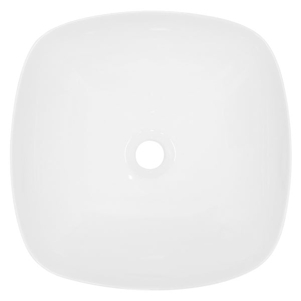 ECD Germany Waschbecken Waschtisch 405x405x140 mm aus Keramik Weiß inkl. Ablaufgarnitur für Waschbecken ohne Überlauf Aufsatzbecken Aufsatzwaschbecken Aufsatzwaschtisch Waschschale Spülbecken Becken