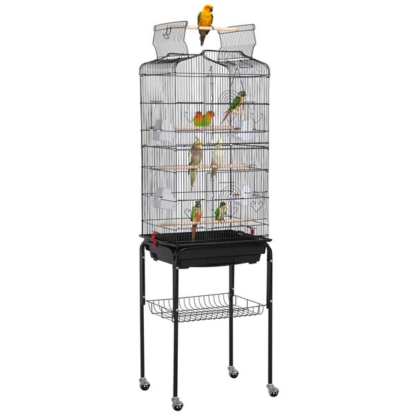 Yaheetech Vogelkäfig mit Freisitz , Schwarz