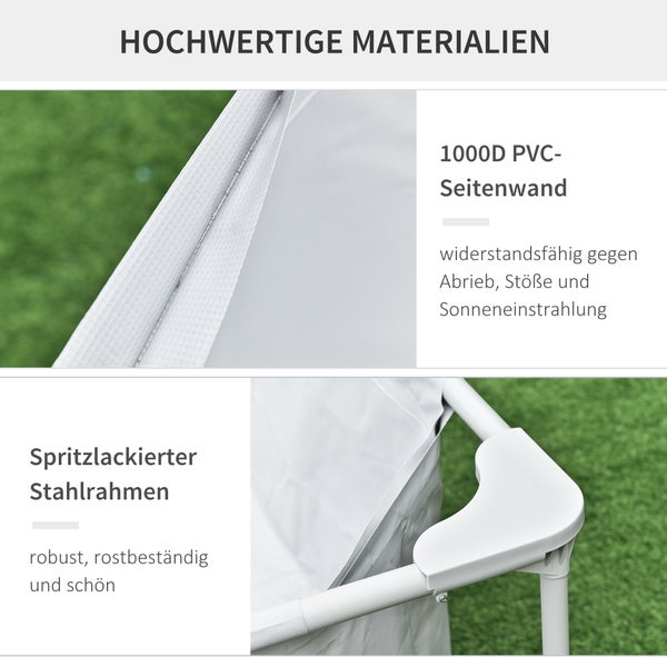 Outsunny Rahmenpool mit Schlauch, 252 x 152 x 65 cm, PVC+Stahl, Grau
