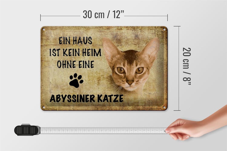 Blechschild Spruch 30x20cm Abyssiner Katze ohne kein Heim
