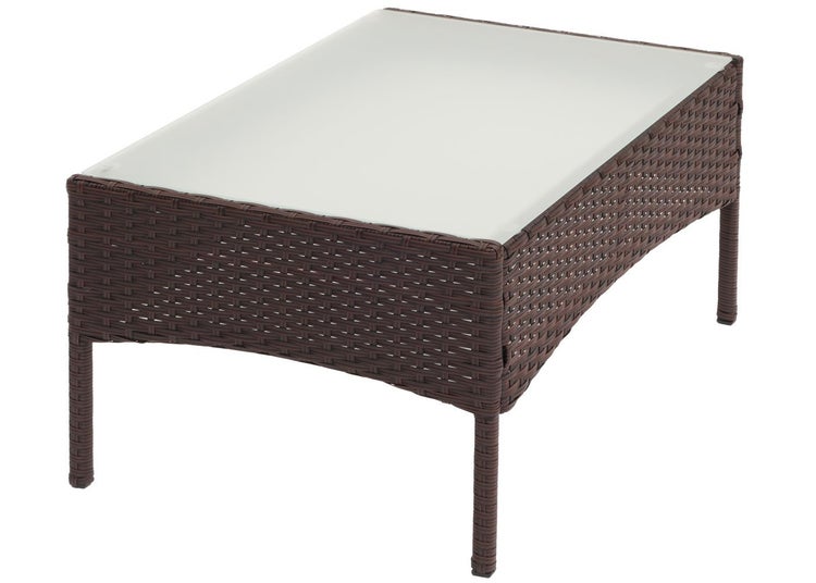 Gartentisch aus Polyrattan mit Glasplatte