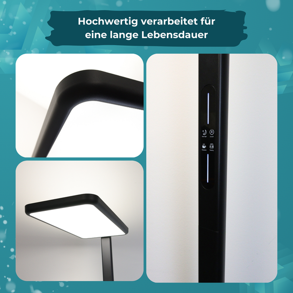 LUXULA LED Stehlampe Up/Down Bürolampe Schwarz 100W 7000LM 4000K Neutralweiß UGR16 CRI98 Dimmbar