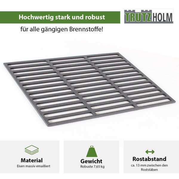 TrutzHolm Grillrost aus emailliertem Eisen mit einem Gewicht von 7,65 kg und einem Rostabstand von circa 13 mm