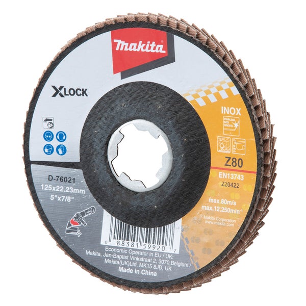 Makita Fächerscheibe 125x22,23 Millimeter, Körnung Z80 für Edelstahl
