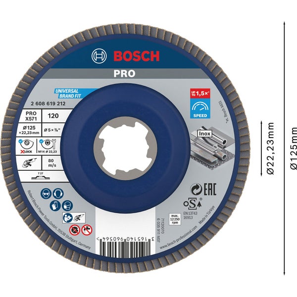 Bosch PRO X571 X-Lock Fächerschleifscheibe 125 mm G120 - 2608619212