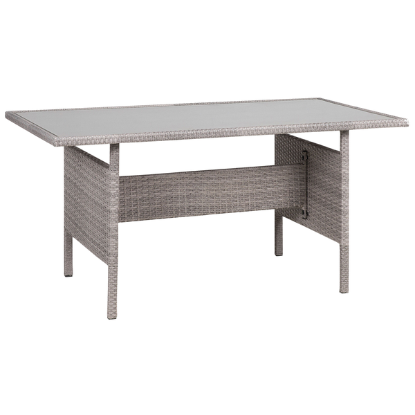 Gartentisch VITERBO 145 cm 80 cm Glas Hellgrau