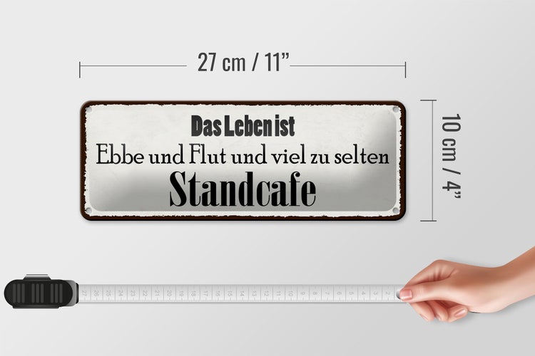 Blechschild Spruch 27x10cm Leben ist Ebbe und Flut und viel Dekoration