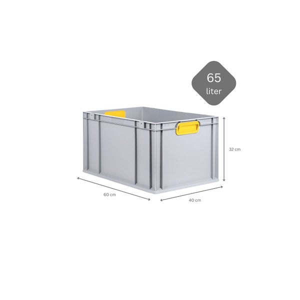 PROREGAL Spar Set 10x Eurobox Nextgen Color Mit Auflagedeckel & Schiebeschnappverschlüsse HxBxT 32 x 40 x 60 cm Griffe Gelb Verstärkter Boden