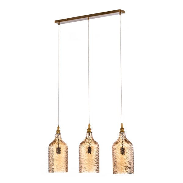 Lindby Pendelleuchte Drakar (Retro, Vintage Antik) in Creme aus Glas (3 flammig E27) - Hängelampe Esstischlampe Hängeleuchte Wohnzimmerleuchte