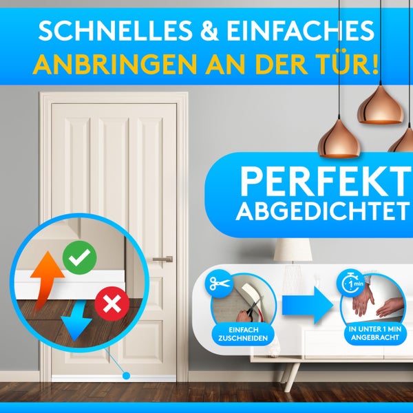 SilverRack Zugluftstopper für Türen Weiß [1 x 1m] - Zuschneidbare Türdichtung selbstklebend - Türdichtung unten - Gummilippe Tür Dichtung Zugluft - Tür Windschutz, Schallschutz & Kälteschutz