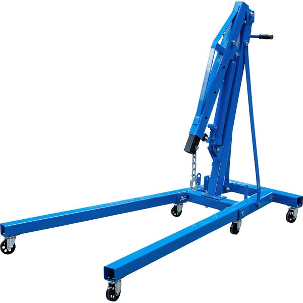 Blauer Motorkran für Werkstattarbeiten