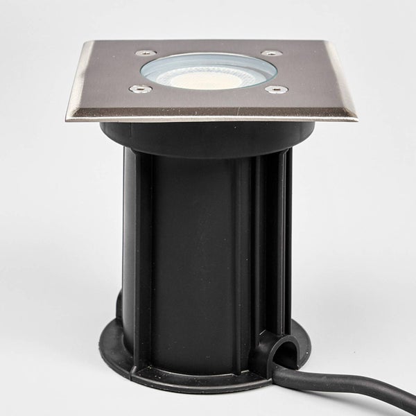 Lindby Bodeneinbaustrahler Insa (wasserdicht (Modern) in Alu aus Edelstahl (1 flammig, GU10) - Bodeneinbauleuchte außen