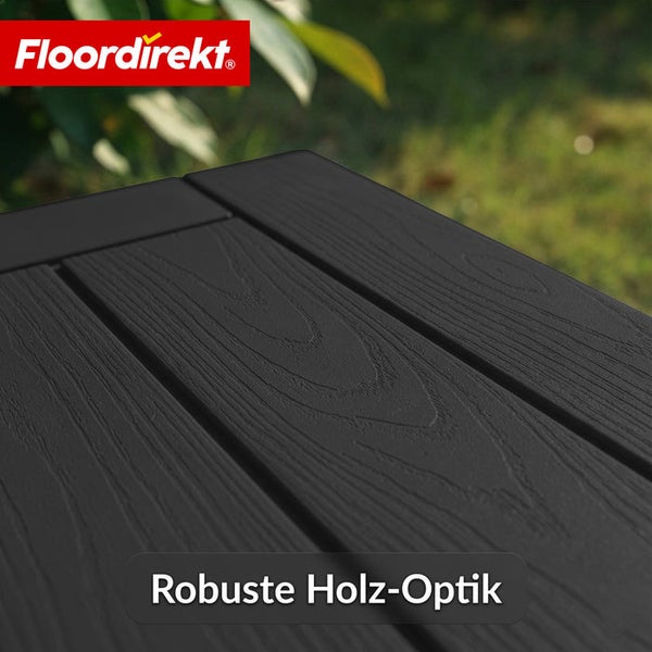 Detailaufnahme einer Tischplatte in Holzoptik