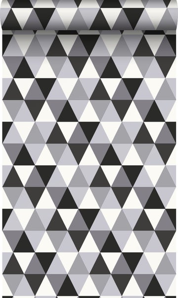 Origin Wallcoverings Tapete grafische Dreiecke Schwarz und Weiß - 53 cm x 10,05 m - 347202