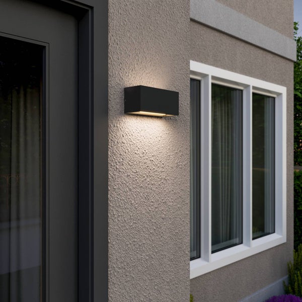 Lucande Wandleuchte außen Bente (spritzwassergeschützt (Modern) in Schwarz aus Aluminium (1 flammig, E27) - Außenwandleuchten Wandlampe Led Außenlampe Outdoor für Außenwand/Hauswand